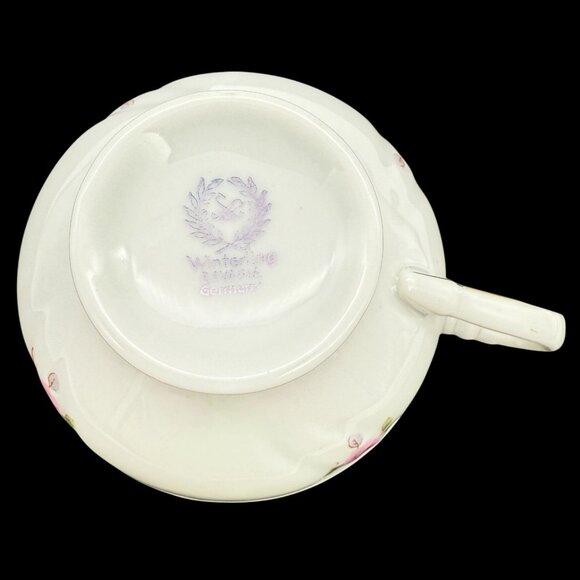 Vtg Winterling Bavaria Germany Floral Saucer & Teacup Set Pink Roses Gold Trim - Picture 10 of 11